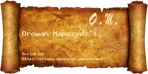 Orowan Manszvét névjegykártya